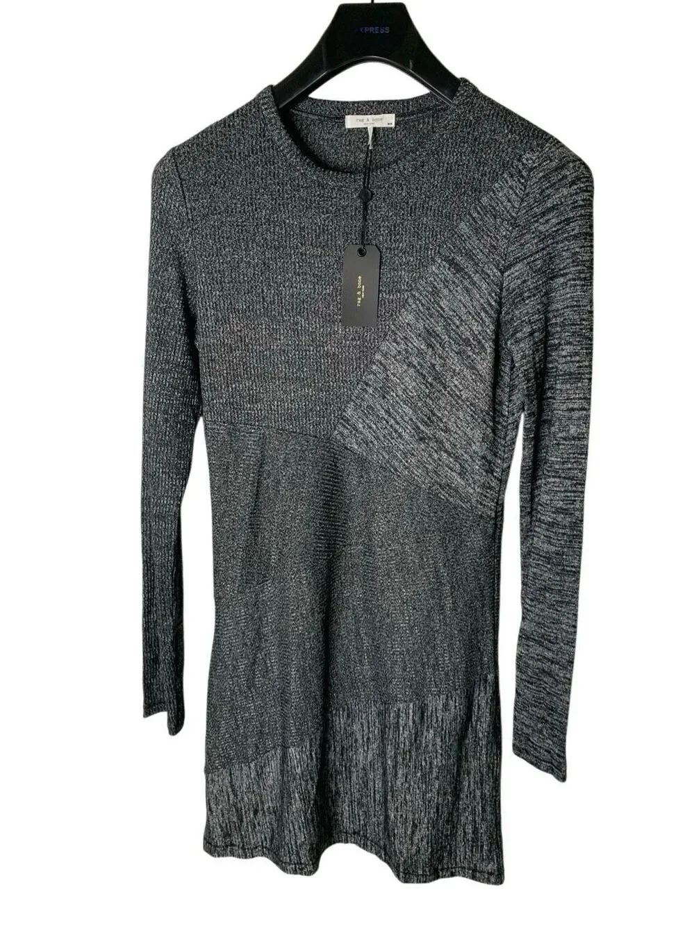 Rag and Bone The Knit Tonal Blocked Dress black multi women's size medium NEW
